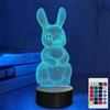 SUPERHONGJIHAO Luce notturna a forma di coniglio per bambini, 3D, con telecomando, 16 colori cangianti, regalo di compleanno per bambini
