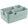 Engelland 1 organizer per cassetti, 8 pezzi, colore verde pastello, universale, regolabile, scatola portaoggetti, sistema di separazione, utensili, spazio di archiviazione, bagno, plastica, senza BPA