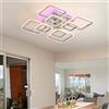 LuFun Plafoniera LED 80W, Lampadario Quadrato Dimmerabile con Telecomando | 8 Quadrati, 4800 lm, 3000K-6000K con Luce Ambiente Rosa/Viola/Blu, 10%-100%, per Soggiorno, Camera da Letto e Sala da Pranzo