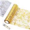 XIAQICA Runner Oro da Tavolo 10M x 29CM Runner da Tavolo Dorato Metallizzato con 1 Forbici a Forma di U DIY Runner da Tavola in Oro Rotolo Natalizio per Matrimonio Compleanno Feste Decorazioni