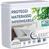 SLEEEP Coprimaterasso Matrimoniale Impermeabile 160x200, antiacaro Ipoallergenico Certificato OEKO-TEX ecologico in fibra di bambù, Traspirante, Silenzioso, Coprimaterasso Premium