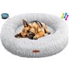Lovpet® Letto per Gatti e Cani Bagel Ø 100 cm - (3XL), Lavabile, incl. Ciotola + 3X Ossi da Masticare, Divano per Cani e Gatti in Peluche per Piccola, Media e Grande Taglia - Grigio Chiaro