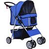 PawHut Passeggino per Cani Fino a 10 kg, Carrello Pieghevole per Animali Domestici Carrello Carrozzina, 75x45x97 cm, Blu