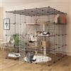 PJDDP Gabbia per Gatti Fai-da-Te, Recinto per Gattini Grande in Filo Metallico Staccabile, Box per Cucce per Interni Ed Esterni, Grande Spazio per Esercizi per 1-4 Gatti,57.8x57.8x57.4in