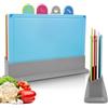 BOCHION Set 4 Tagliere da Cucina, Tagliere Plastica da Cucina Professionale Senza BPA, Taglieri Antiscivolo e Facili da Pulire con Base e Icona di Cibo, Cutting Board per Carne, Frutta, Verdura, Alimenti