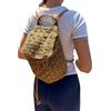MIGURA Zaino Donna Di Paglia Rafia Per Estate Spiaggia, Navicella Di Sparto Vimini Fatto a Mano, Cestino Zaino Medio Stile Etnico Boemio Medio Design, marrone, M