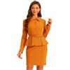 Allegra K Tailleur Donna Eleganti Peplo da Lavoro 2 Pezzi Set Gonna E Giacca Blazer da Ufficio Arancione Scuro L