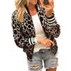 ECOWISH Giacche da donna leggere con zip e stile casual, ispirate al leopardo cappotto con colletto corto outwear top, 337 kaki., Large