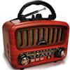 BliMySwe Radio Portatile Altoparlante Bluetooth, Piccola Radiolina Portatile AM/FM/SW con altoparlante grande 5W e Bluetooth 5.0, Vintage Radio Bluetooth con funzione USB/TF/AUX (Rosso)