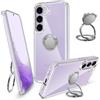 Ptny Custodia Trasparente Silicone per Samsung Galaxy S22 5G Cover con Cavalletto, Cover con Anello Rotante a 360 Gradi, Ultra Sottile Antiurto TPU Silicone Morbido Protettiva Case