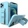 LMobile Strato in silicone Traseira Rope Case Gel Airbag Case Cover Cordino Xiaomi Poco X3 NFC Blu