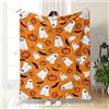 Hixingo Coperta Flanella con Stampa Zucca Fantasma di Halloween, Coperte Divano Coperte Letto Single Matrimoniale, Coperta Pile Inverno Morbida e Calda, Regali di Halloween (Arancione 2,100x150cm)