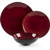 Excelsa Japan Servizio Piatti 18 Pezzi, Stoneware, Rosso e Nero