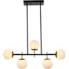 YVAMNAD Lampadario Moderno Sospensione Lampadario Vetro 5 Luci Lampadari Oro Metà Secolo Lampada Sospensione Vetro Bianco Lampadario Vintage Sfera Con Montaggio Ad Incasso Lampadario Ad Isola Della Cucina