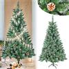 Aufun Albero di Natale artificiale 1,8 m in PVC, Folto, albero di Natale Effetto Realistico, montaggio rapido, con supporto per albero di Natale (180 cm, Effetto neve + pigne)