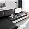 YWQJL Copridivano 3 Posti con Penisola Pu Pelle Copridivano Elasticizzato Copridivano con Braccioli 3/4/2/1 Posti Impermeabile Separati,Black-BackrestCushion(60-85cm)