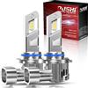 OUSHI Lampadine HIR2 LED, Aggiornato 600% 6500K Bianco Xenon 1:1 Mini Lampadine HIR2 LED con Ventola 100W 30000LM Lampadina 9012 Plug And Play (2 Pezzi)