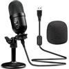 VOHALO Microfono USB, Microfono a condensatore cardioide per computer per gioco, streaming, podcasting, Twitch, YouTube, Discord, compatibile con computer portatile desktop nero