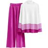 Generico Tute Donna In Maglia Curvy Set Maglione E Pantaloni Gamba Larga Tuta Due Pezzi Comode Invernale Completo Da Casa Elegante Casual Completo 2 Pezzi Loungewear Complete Lavoro Calda Tute Anziana Sportiva