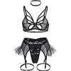 Generic Reggiseno Aperto Hot Vestitini Sexi Donna Hot Set di Lingerie Sexy per Cosplay da Donna, Completo di Pizzo, Reggiseno e Mutandine, Camicia da Notte con Reggiseno Aperto Hot Vestitini Sexi (Black, S)