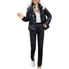 XIAOYUER Tuta da sci da donna, 2 pezzi, calda, da neve, con pantaloni da sci, impermeabile, antivento, invernale, snowboard, neve, set per escursioni e snowboard, Nero , L
