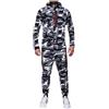 AIYINIY Tuta casual da uomo Set Camouflage Cerniera Primavera Autunno Felpa con cappuccio Pantaloni Felpa Tuta Bodybuilding Allenamento Palestra, Camouflage Grigio Chiaro, M
