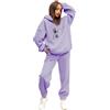 Vhersily Tuta Donna in Velluto Tuta Ciniglia Invernale Tuta Casa Manica Lunga Tuta Completa Sportiva Pigiami Due Pezzi Tuta da Ginnastica Felpa con Cappuccio e Pantaloni per Jogging Training Yoga