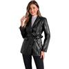 Allegra K Donna Giacche Blazer In Ecopelle Cappotto Blazer Con Bottoni E Risvolto Con Intaglio E Tasche Nero S