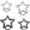 PEUTIER 4pz Moschettoni a Forma Stella, 4,1cm e 3,2cm In Lega Zinco con Clip Forma Stella Moschettone Pentagramma Alla Moda Portachiavi a Forma Stella Campeggio Viaggi All'Aperto(Nero, Argento)
