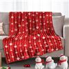Togvu Coperta natalizia in flanella con stampa natalizia con fiocchi di neve rossi e bianchi, super morbida, decorazione per la casa, calda e accogliente, per letto invernale, divano, regalo di Natale, 127