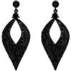 Clearine Orecchini Boemia Boho Cristallo vuoto Foglia Lampadario pendenti Nero Nero-Argento-fondo