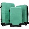 R.Leone Valigia da 1 pezzo Fino a Set 4 Trolley Rigido grande, medio, bagaglio a mano e beauty case 4 ruote in ABS 611 (Set 3 Pezzi S M L, Verde Acqua)