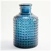 THE GLASS COMPANY Bottiglia media in vetro riciclato con motivo a punti in rilievo, piccola caraffa artigianale in vetro stile mediterraneo, per decorazione come vaso o vaso (blu marino)