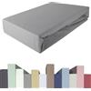 Edda Lux Premium - Lenzuolo con Angoli per materassi con altezza da 20 a 40 cm, 120 x 200/220 cm, 135 x 200/220 cm, 95% Cotone 5% Elastan, OEKO-TEX, in Jersey, colore: Grigio Pietra