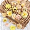HNLMZ Fiori Finti Artificiali Teste,24 Pezzi Fiore Decorativo Multicolore Simulazione,Mini Fiori Finti Seta,Teste di Fiori Artificiali Decorazioni per Decorazioni da Giardino, Matrimoni e Feste(Giallo)