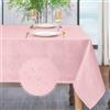 Softalker Tovaglia Natalizia Antimacchia 100x140cm Rettangolare Rosa con Motivo a Righe Jacquard Tovaglie Impermeabile per Protezione Tavolo per Autunnale, Feste, Compleanno, Matrimonio (2-4 posti)