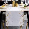 BonBotimen Runner da Tavolo 30 x 183 cm Runner da Tavolo Bianco e Oro Decorazioni da Tavolo per Compleanno Tovaglie Tessuto Antiscivolo Decorazione da Tavolo per Uomo Donna Decorazione Festa di Compleanno
