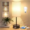 STANBOW Lampada da Comodino Dimmerabile al Tocco, Lampada da Tavolo con Porte di Ricarica USB A+C, Paralume in Lino, Abat Jour da Comodino per Camera da Letto, Soggiorno, Cameretta per Bambini
