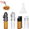 Qneneam 5 Pezzi Bottiglia di Spezie in Polvere, Inclusi 2 Strumenti per Dispenser di Polvere di Spezie, 2 Bottiglie di Vetro per Spezie con Cucchiai, 1 mini Imbuto, Marroni e Bianche, Ideali per Cucina