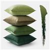 MIULEE Set di 4 Federde Cuscini per Divano in Velluto 50x50cm Decorative Federe Copricuscini per Divano Soggiorno Camera da Letto con Cerniera Invisibile Fodere Cuscino Serie Verde