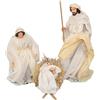 Aurora Store Set Natività Artigianale in Stoffa Tessuto Bianca Avorio Presepe Statuine in Resina con Sacra Famiglia Personaggi da h. 50 cm Giuseppe Maria Gesù Bambino Santi