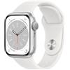 Apple Watch Series 8 Alluminio 41 mm (2022) | GPS | argento | Cinturino Sport bianco M/L