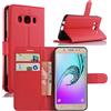 HualuBro Custodia Galaxy J5 2016, Custodia in Pelle PU Leather Portafoglio Wallet Protettiva Flip Case Cover per Samsung Galaxy J5 2016 Smartphone (Rosso)