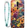 Sinyunron Cover Compatibile con OPPO A5 2020,Custodia a Doppia Protezione 2 in 1 Antiurto e Anti-Graffio con Estetica Motivo+1×Boho Braccialetto Colorato,Fiori colorati