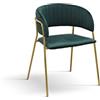 PAZZO DESIGN Sedia Penelope Verde set da 2 sedie in velluto e gambe in metallo