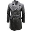 Infinity Cappotto di Cuoio Uomini Generale Lungo Nero Tedesco Naval M