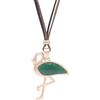 NILUXE DESIGN -Ciondolo lungo da donna a forma di fenicottero rosso - Collana dorata grande con catena regolabile bicolore - Stile hippie bohemien - Talismano portafortuna (Verde)