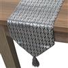 DRW Runner da tavolo in poliestere con fiore argentato 33 x 180 cm
