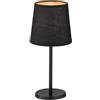 Fischer & Honsel Lampada da tavolo Rimini | nero sabbia opaco | paralume in tessuto nero chintz interno oro | Altezza: 30 cm, diametro: 14 cm | con interruttore a filo | 1 x E14 max. 25 senza