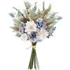 Pusuny Bouquet di fiori finti per decorazione, composizioni floreali in seta, bouquet da sposa, tavoli, centrotavola per la decorazione rustica della casa, vaso floreale da interni (blu bianco)